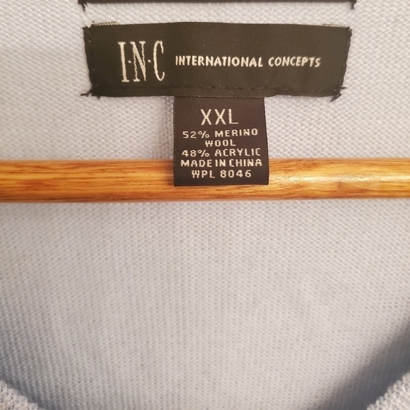 INC International Concepts  Blend V Neck Argyle Diamond Light Blue Sweater XXL - Picture 6 of 6